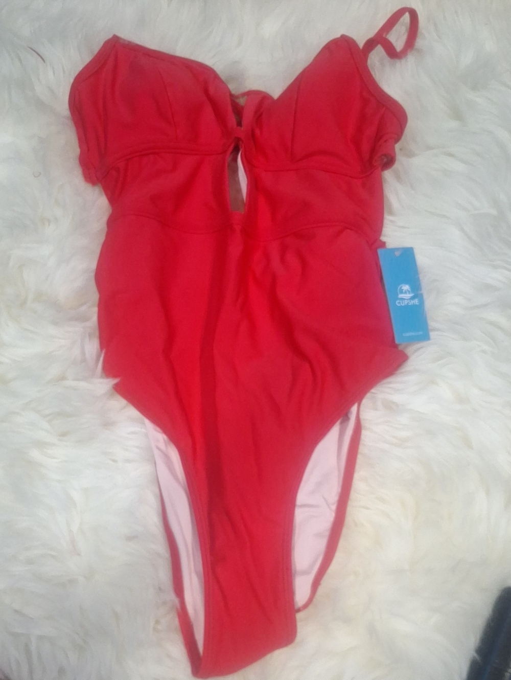 Cupshe Red One-Piece Swim with Front Keyhole